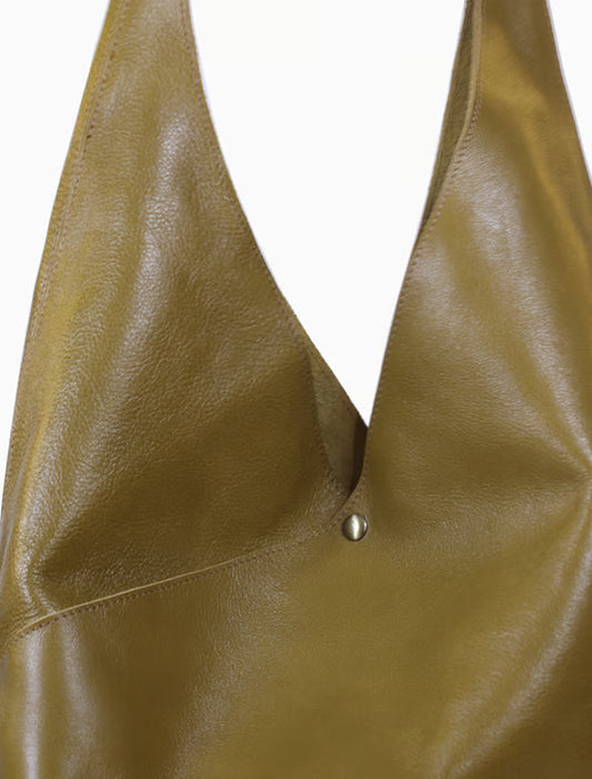 Bolso Hobo de Cuero Verde Oliva para Mujer Estilo Relajado de Hombro
